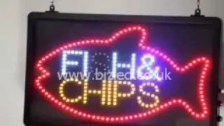 Fish and chips LED sign