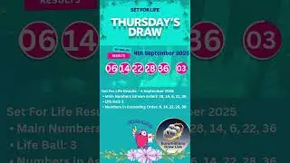 The National Lottery Set For Life draw results from Thursday 04 September 2025