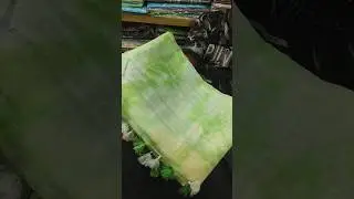 shibori print linen cotton saree with blouse silver border yellow green combination|#linensaree2023#