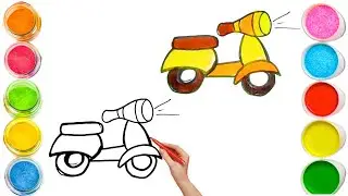 How To Draw cute Scooter Drawing, Painting & Coloring For Kids and Toddlers_🌈🎨 🐋