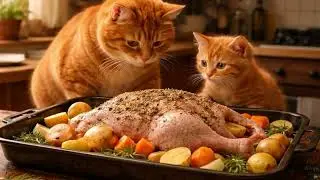 Cat & Kitten Roast a Duck Together 🦆 | Cozy Family Cooking Story