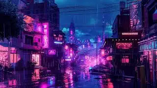 Sleep Lofi Hip Hop & Rain 💜 528Hz Insomnia Relief, Anxiety, Stop Overthinking - Cyberpunk Rain Night