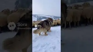 a Caucasian Shepherd guards sheep, charges a black wolf, grips its neck&mdash;one raw scene.