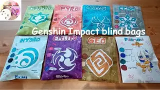 Genshin Impact blind bags ASMR unboxing!!! IASMRI💚🩵🧡💛💜💙🩵🩶#genshinimpact #asmr #blindbag