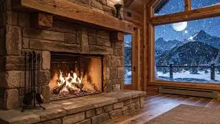 Cozy Mountain Lodge Fireplace & Snow White Noise for Deep Sleep