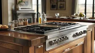 Elegant Center Island Cooktop Kitchen Design | Modern Luxury Interiors & Functional Aesthetics