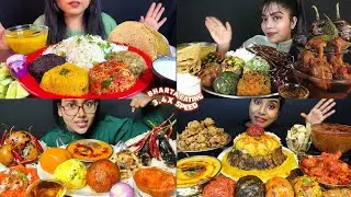 ASMR: Eating Bharta Eating Challenge 😍😋Dal chawal beingan fry chicken curry eating Mukbang