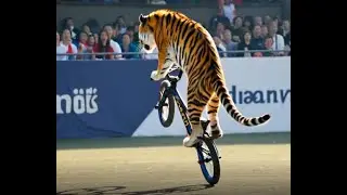 Who gave this tiger a license ?! Tiger Rides a Bike and Nails a Loop at the Olympics! 🐅🚴&zwj;♂️🔥 #Shorts