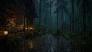 Cozy Rainy Forest Cabin Ambience | Warm Lamp Glow, Deep Sleep & Relaxing Rain Sounds