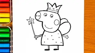 How to draw Peppa Pig fairy Princess || Learn how to draw Peppa Pig