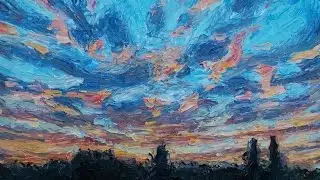 Palette Knife Demonstration on Painting a Sunset Impasto Technique with Oil