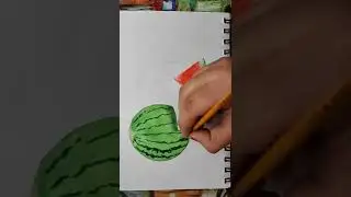 How to paint watermelon using watercolors for beginners #shorts #watercolor #painting #stilllife