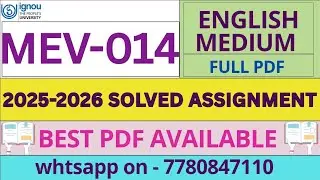 MEV14 Solved Assignment 2025-26 | MSc Environmental Science | IGNOU | January 2025 to July 2026