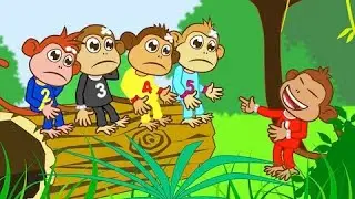 Cinco macaquinhos (Five little monkeys) | Musica infantil | Desenho Animado com Os Amiguinhos