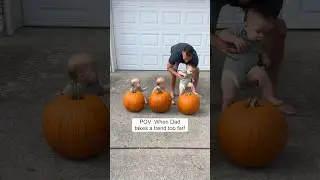 New Fall trend?  Probably not! 🤣 #triplets #dad #mom #fall #pumpkin