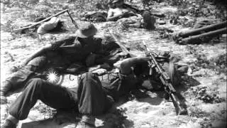 Middlesex Regiment  soldiers unload supplies and eat during the Korean War . HD Stock Footage