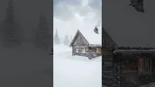 Relaxing Snowstorm Around a Warm Cabin #snow #cozyambience #relaxingambience