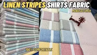 Linen Stripes Shirts Fabric Manufacturer In India | Premium Cotton Shirting Fabrics | Linen Cotton
