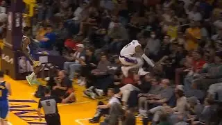 HUSTLE PLAY! LeBron James JUMPS OVER the front row vs Warriors Game 3 | NBA 2023 PLAYOFFS | LAKERS