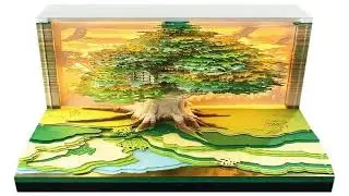 Calendar 2025 Desktop Decor 3D Notepad Sakura Treehouse 3D Memo Pad Block Note Offices Pap