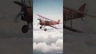 🚁 Red Biplane Soaring Through Sunset Skies 🌅 | Stunning 4K Aerial Views & Cinematic Flight