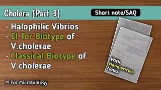 Cholera(Part-3) | Halophilic vibrios | E1 Tor biotype | Classical biotype | V. cholerae | Short note