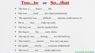 English Grammar Exercise-/Too...to/So...that/#english#englishgrammar#education#learning#adjective