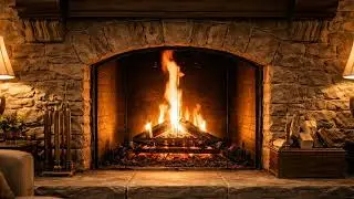 E1 | Classic Stone Fireplace &ndash; Warm Evening Ambiance &ndash; Elegant + Classy | 4K | 8 Hours