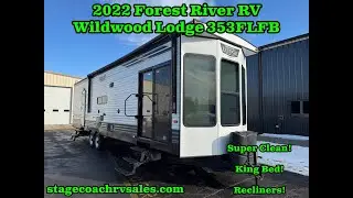 2022 FOREST RIVER WILDWOOD LODGE 353FLFB WALKTHROUGH! FRONT LIVING! SPACIOUS REAR BEDROOM! CLEAN!