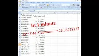 How to transfer degree minute second to decimal point in excel: DMS conversion