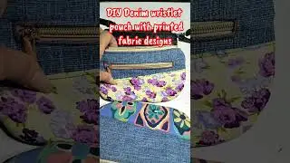 DIY DENIM wristlet wallet pouch with printed fabric designs #sewingprojects #denimdesign #fashion