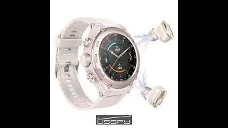 Ceas smartwatch cu casti Bluetooth incorporate, USSPY, ritm cardiac, tensiune arteriala