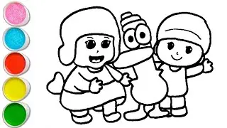 Cute Pocoyo With Pato and Friends Drawing, Painting and Coloring For Kids and Toddlers_ Child Art