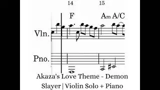 Akaza's Love Theme | Violin Solo + Piano Notes Music