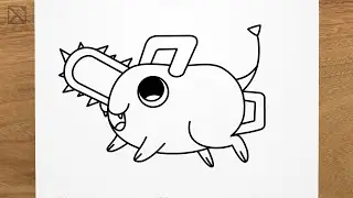 How to draw POCHITA (Denji pet) [Chainsaw men] step by step, EASY