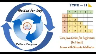 JAVA Number Pattern Program Type - II | for loop in java | core java for beginners in HINDI