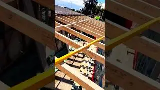 This Is Precision Construction &ndash; Sliding Beam Over Roof Is So Healing! #construction #satisfying