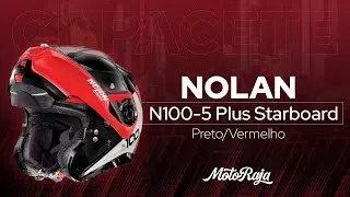 Capacete Nolan N100-5 Plus Starboard Preto/Vermelho