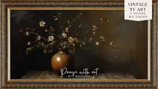Antique Floral Still Life TV Art | Elegant White Blossoms in Vase | 4K TV Wallpaper