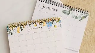 Cabbrix 18-Month Standing Flip Desk Calendar with Stickers - Floral | Greenery