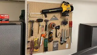 Peg board layout for garage organization