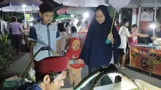 vlog bangun tidur mia minta jajan kerak telur di pasar malam || banyak aneka jajanan murah meriah