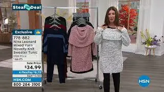 Nina Leonard Mixed Yarn Novelty Knit Sweater Tunic