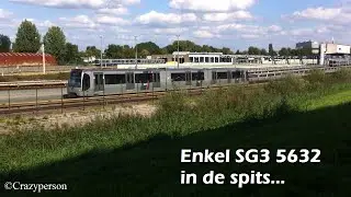 RET Metro enkel SG3 (5632) nabij een lege remise 's-Gravenweg in de spits richting Schiedam Centrum