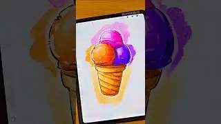 Funky Ice Cream 🍦 #procreate #shorts #art #watercolor