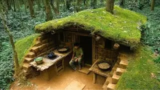 Primitive Survival: 30 Days Building A Cozy Stone And Wood Shelter In The Wild