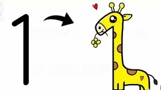 How to draw giraffe using number 1#colouring giraffe 🦒#  no.1#giraffe drawing for kids