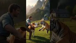 Brave Farmer Fights Off Tiger to Save His Cow #BraveFarmer #TigerAttack #CowRescue #wildlifefight