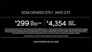 Lease a new 2024 G70 for just $299/mo or lease a 2024 G80 for just $479/mo at Delray Genesis