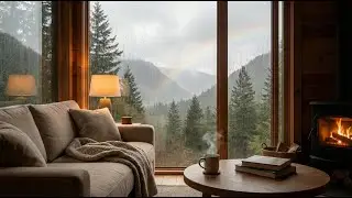Cozy Winter Room with Fireplace & Snowfall | Relaxing Ambient Sounds for Sleep & Study